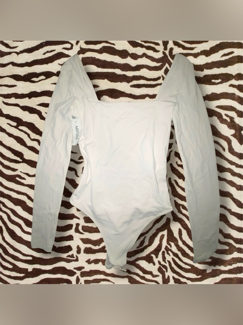 Aritzia White Long Sleeve Square Neck Bodysuit